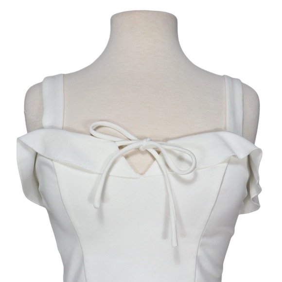 City Studio Dress Size 5 Ruffled Fit & Flare Ivory Sleeveless Sweet Heart - Picture 4 of 14